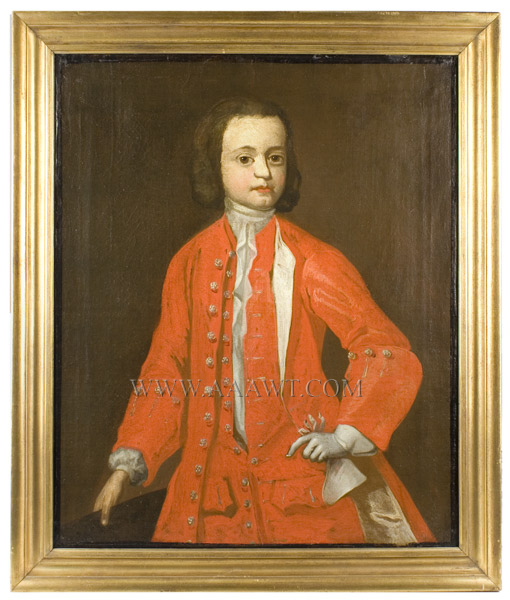 Eighteenth Century Portrait, Boy in Red Coat
Anonymous, English School
Oil on canvas, original Stretcher, appropriate Perry Hoph frame, entire view